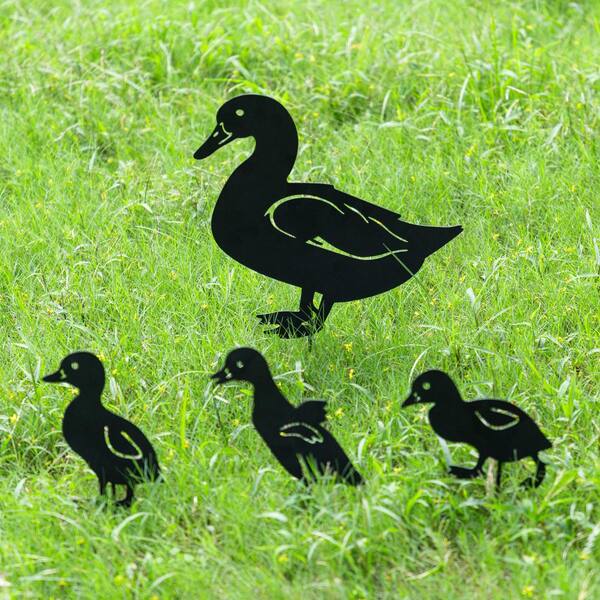Glitzhome 18 in. H Multi-functional 2-in-1 Black Metal Duck