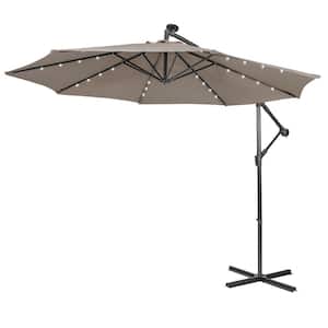 10 Ft. Steel Cantilever Tilt Patio Umbrella in Brown