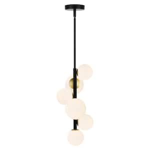 Trieste 6-Light Black/Frosted Pendant with Glass Shades
