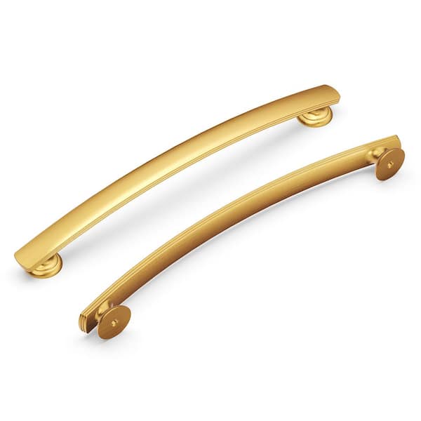 HICKORY HARDWARE American Diner 7-9/16 in. Modern Arch Cabinet Pull Brushed Golden Brass Handle for Kitchen, Bathroom, Furniture (5 Pack)