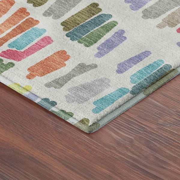 Mayfield Premium Machine Washable Abstract AMF2377 Ivory 5 ft. x 7 ft. 6 in. Area Rug