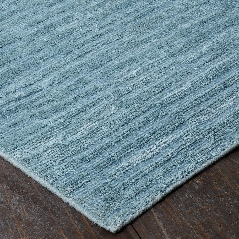 Aegean Blue Handmade Geometric Wool & Viscose Rug 2' x 3'