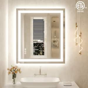 36 in. W x 32 in. H Rectangular Tempered Glass Frameless Anti-Fog Dimmable Wall Mounted Bathroom Vanity Mirror