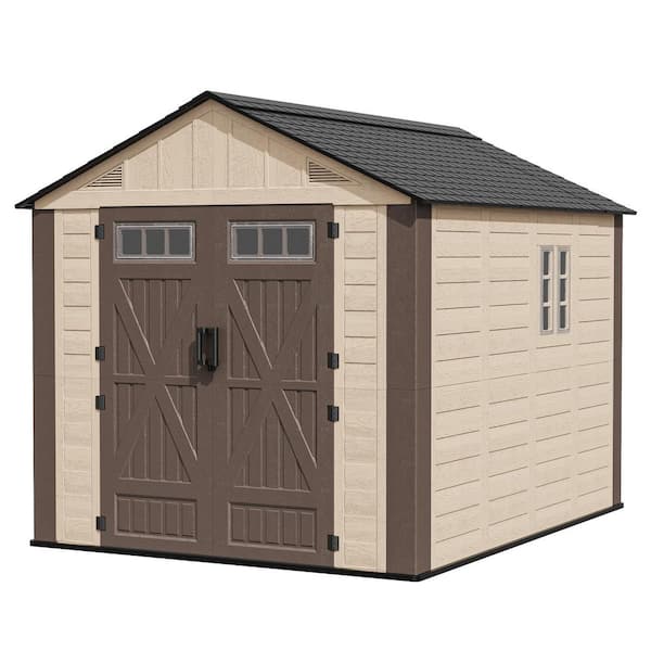 8 ft. W x 10 ft. D Plastic Resin Storage Shed with Floor, Door, Window and Vents (80 sq. ft.)