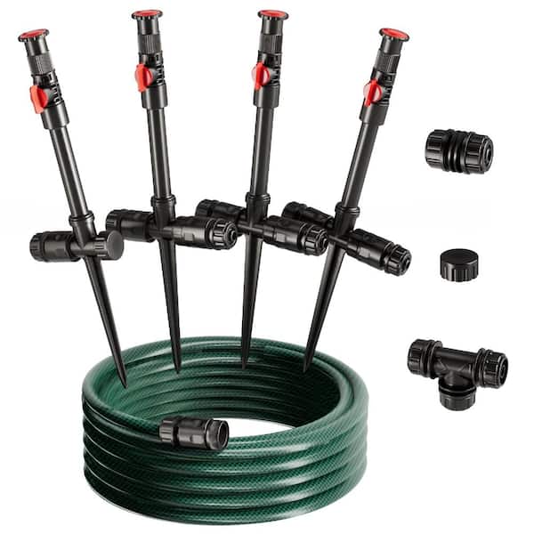 Flexible Sprinkler System, Above Ground DIY Irrigation Kit, Multi-Adjustable Lawn Sprinkler Set, Ideal for Plant and Flo