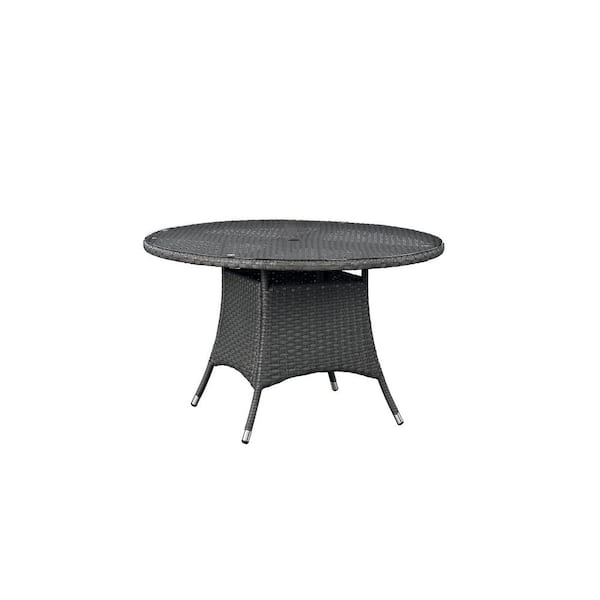 MODWAY Sojourn in Chocolate Patio Round Wicker Outdoor Dining Table