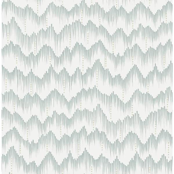 SCOTT LIVING Holmby Blue Seafoam Brushstroke Zigzag Wallpaper Sample