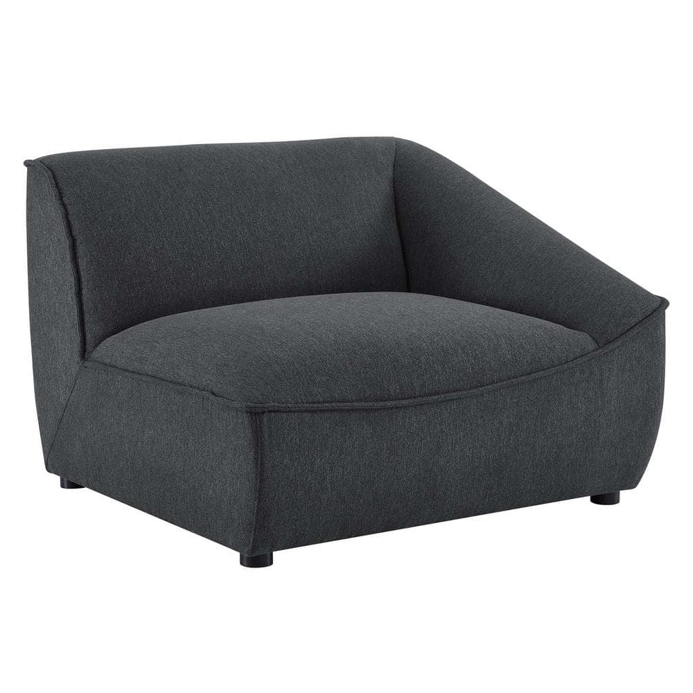 Charcoal Gray 4-Piece Modular Upholstered Sofa with Rubberwood Legs