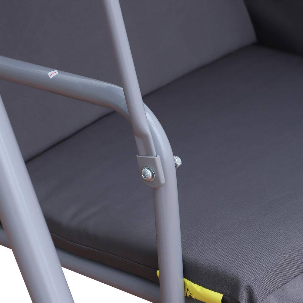 Gray Metal 2-Person Outdoor Swing with Canopy and Cushions