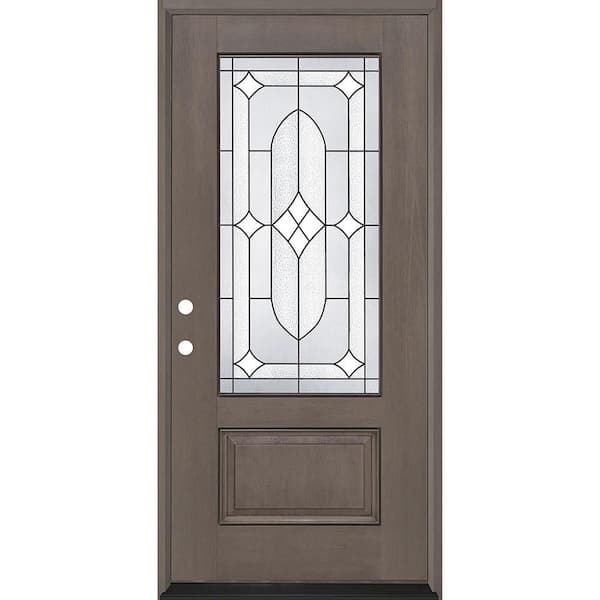 Regency 32 in. x 80 in. 3/4L Axis Glass RHIS Ashwood Stain Fiberglass Prehung Front Door with 6-9/16 Jamb