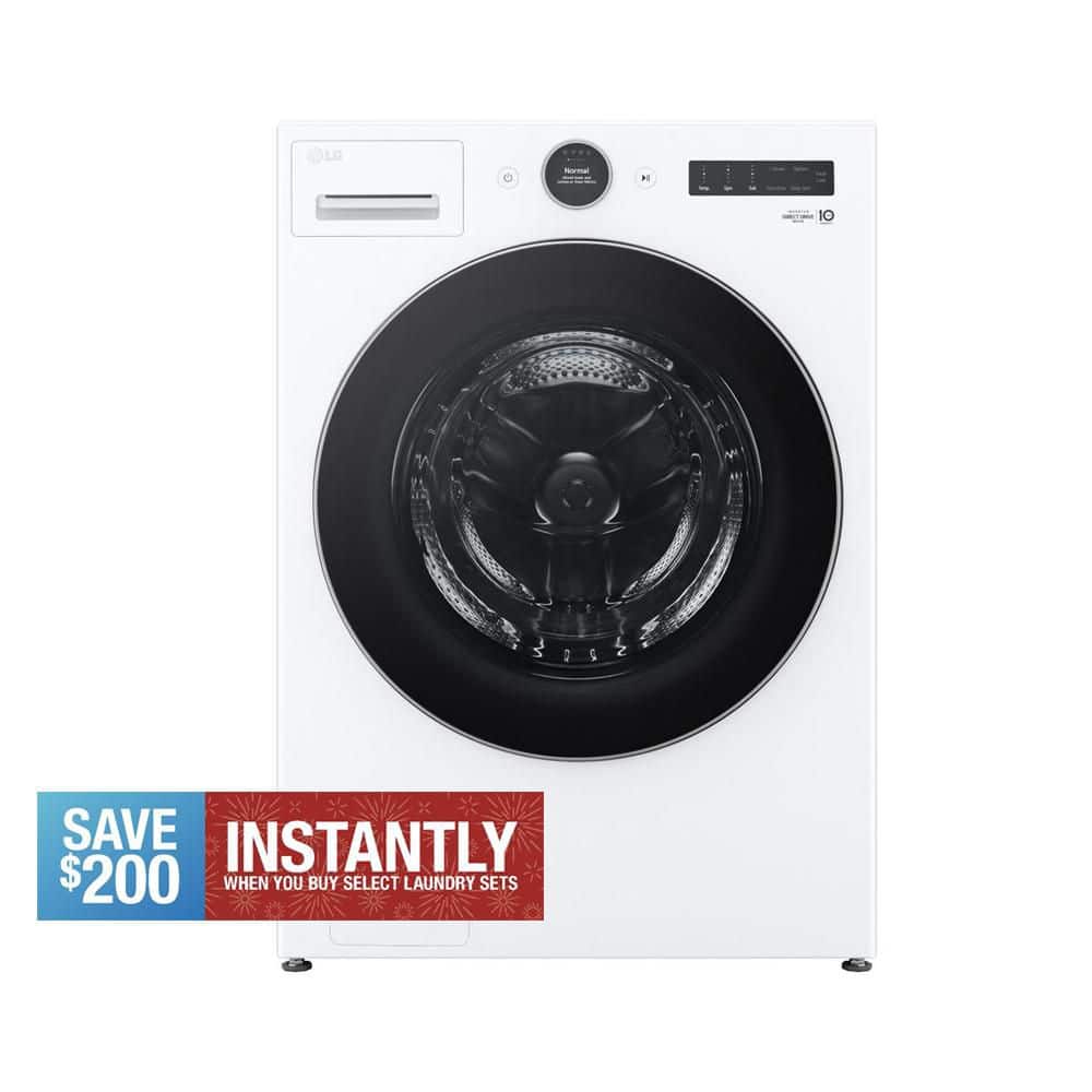 4.5 cu. ft. Stackable Smart Front Load Washer in White with AI Digital Dial, Steam and TurboWash360