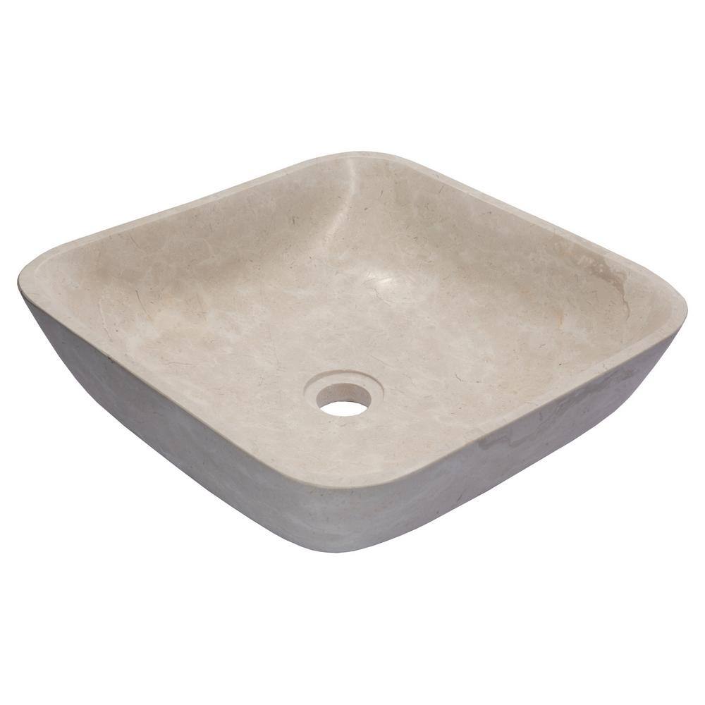Creamy White Marble Square Bathroom Vessel Sink