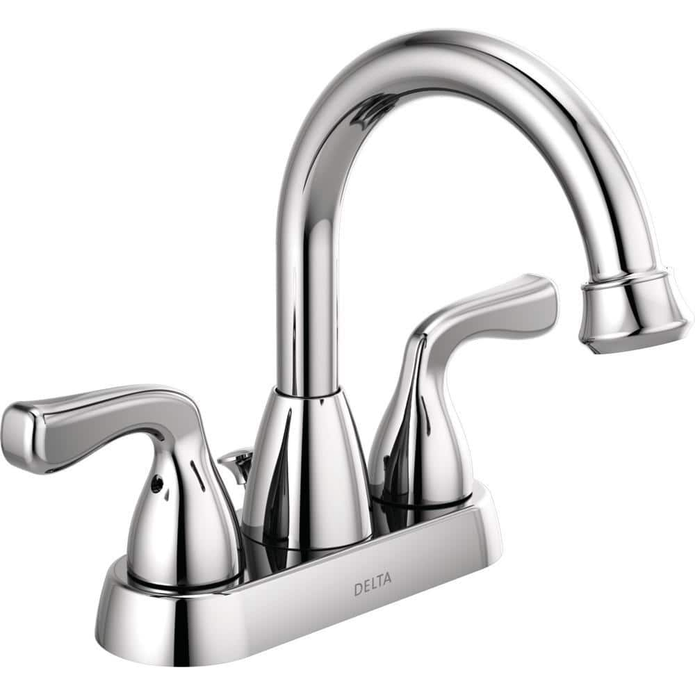 Delta Foundations 4 in. Centerset 2-Handle Hi-Arc Bathroom Faucet in ...