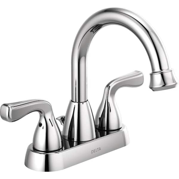 Delta Foundations 4 in. Centerset 2-Handle Hi-Arc Bathroom Faucet in Chrome