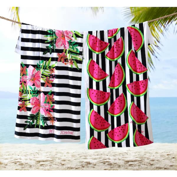 BETSEY JOHNSON Island Vibes and Pineapple Playtime 2-Piece Pink and Blue  Cotton 36 in. x 68 in. Beach Towel Set USHSB91186342 - The Home Depot