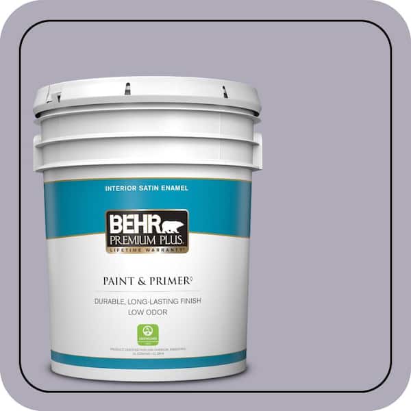 BEHR PREMIUM PLUS 5 gal. #ICC-98 Lilac Bloom Satin Enamel Low Odor Interior Paint & Primer