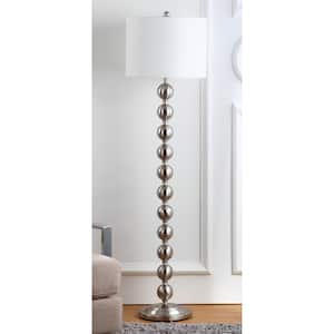 Reflections Stacked Ball 58.5 in. Nickel Floor Lamp with Off-White Shade
