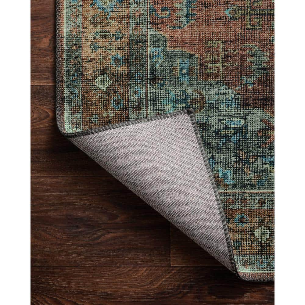 Skye 8' Round Terracotta and Sky Wool Synthetic Rug