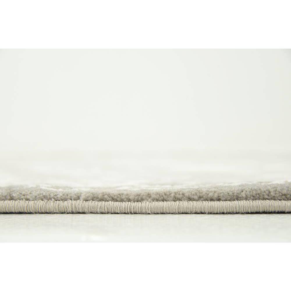 Light Gray Round Abstract Stain-Resistant Synthetic Rug