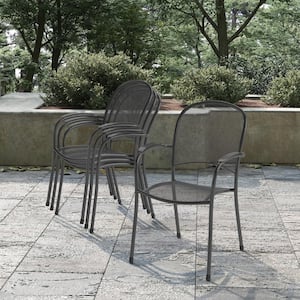 Commercial Steel Mesh Stack Outdoor Patio Chairs (4-Pack)