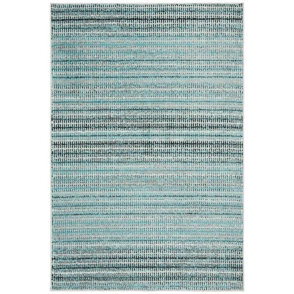 SAFAVIEH Skyler Blue/Gray Doormat 3 ft. x 5 ft. Striped Area Rug