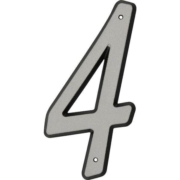 Everbilt 4 in. Plastic Reflective Nail-On House Number 4