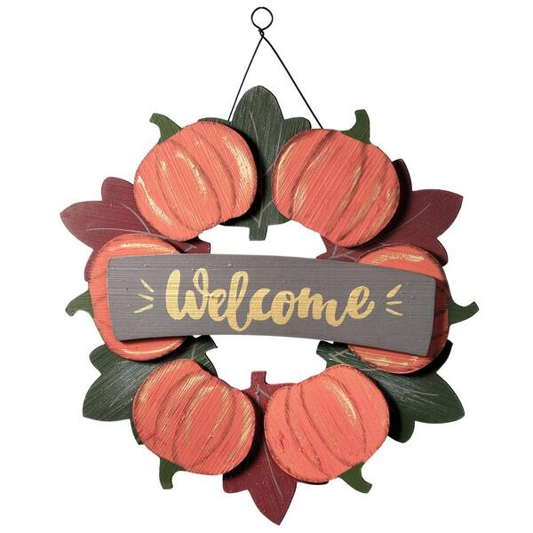 Photo 1 of **NEEDS TO BE GLUED** National Tree Company Pumpkin Wreath Welcome Sign