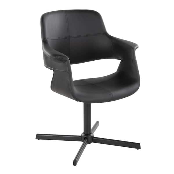 Lumisource Vintage Flair X-Pedestal Black Faux Leather and Black
