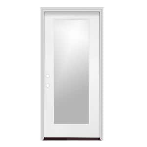 36 in. x 80 in. Right-Hand/Inswing Full Lite Direct Glazed Smooth Fiberglass Prehung Door w/PVC Frame