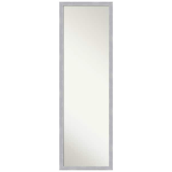 Amanti Art Grace 15.88 in. x 49.88 in. Modern Rectangle Narrow Framed Brushed Nickel On the Door Mirror
