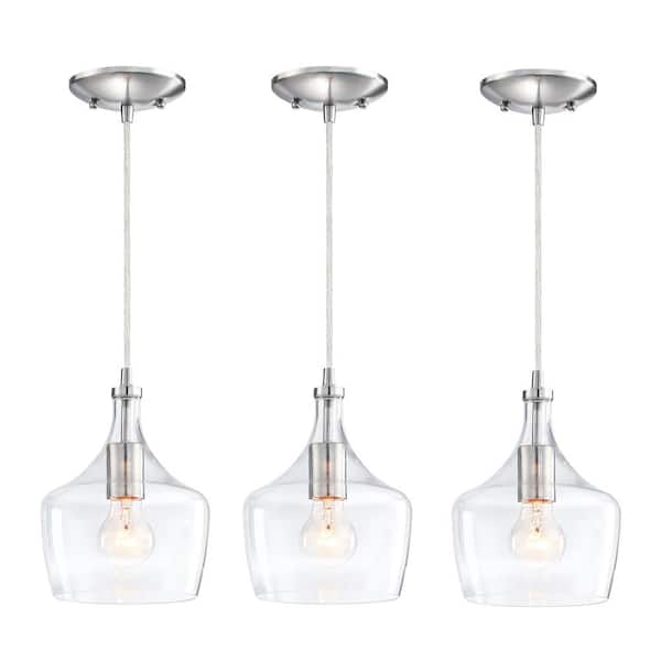 3-Pack 1-light Brushed Nickle Mini Pendant Light