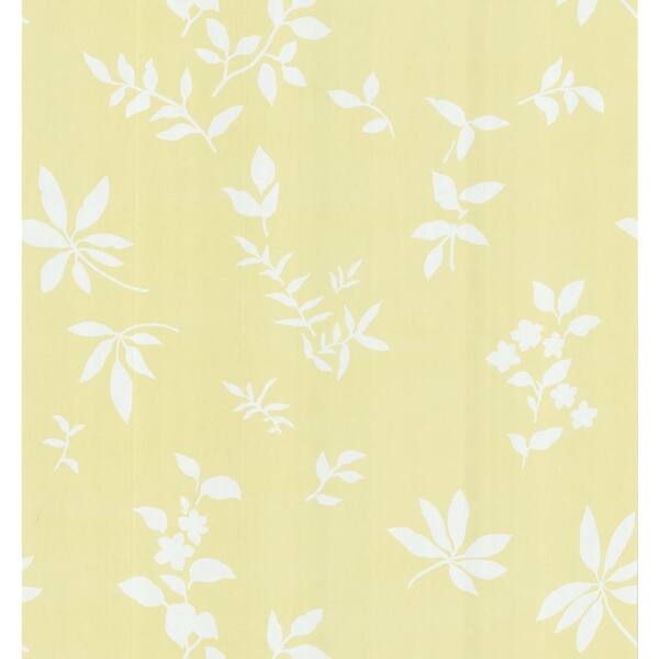 Brewster Simple Space Dark Yellow Silhouette Leaves and Flowers Wallpaper Sample
