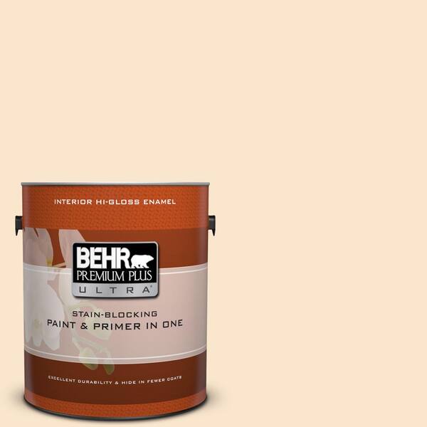 BEHR Premium Plus Ultra 1 gal. #M240-1 Bay Scallop Hi-Gloss Enamel Interior Paint and Primer in One