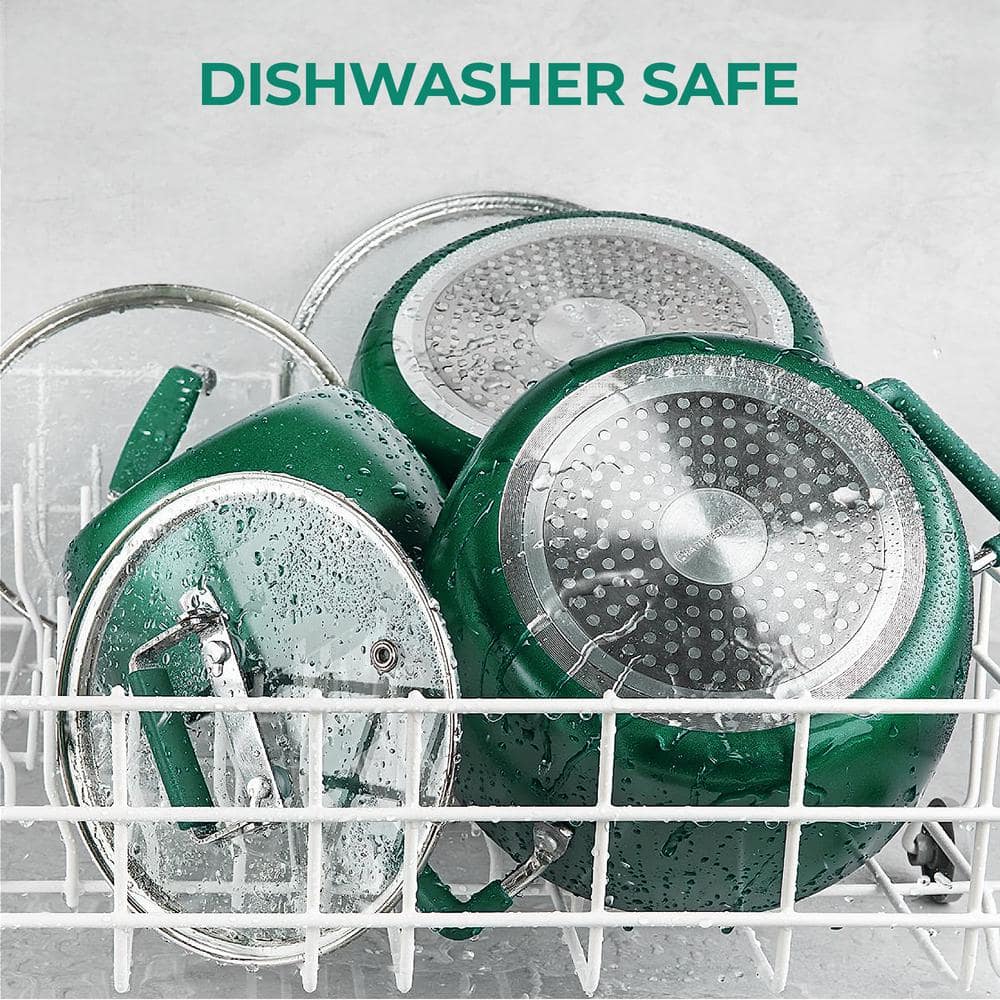 Emerald Green Aluminum Nonstick 6-Piece Nesting Cocotte Set