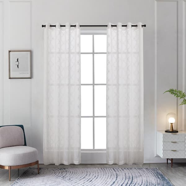 Lyndale Decor Amelia 84 in.L x 52 in. W Sheer Polyester Curtain in White