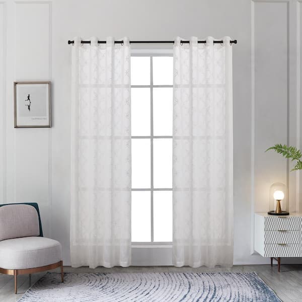 Lyndale Decor Amelia 95 in.L x 52 in. W Sheer Polyester Curtain in White