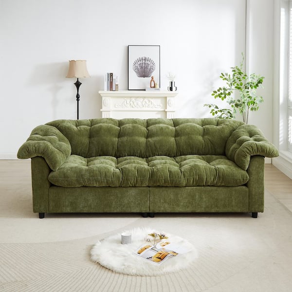 71 in. Square Arm Velvet Modern Straight Sofa Couch in Pink