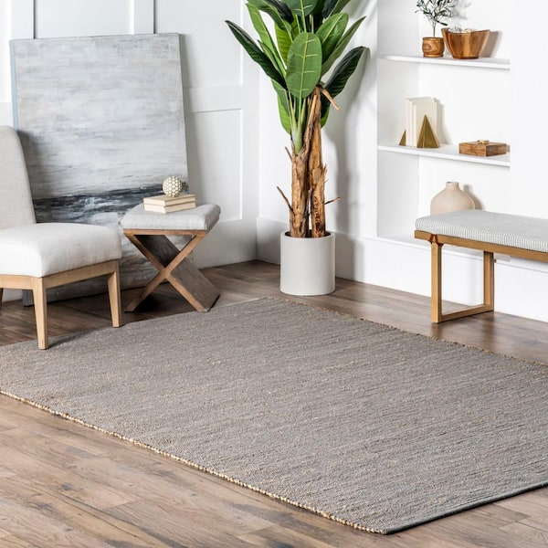 Elfriede Farmhouse Jute Blend Gray 2 ft. x 8 ft. Global Inspired Runner Rug