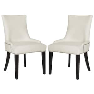 Lester White Leather/Espresso 19 in. H Dining Chair (Set of 2)