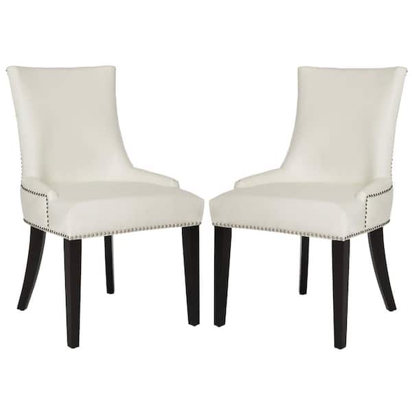 SAFAVIEH Lester 19 in. Black/White Leather Dining Chair (Set of 2)