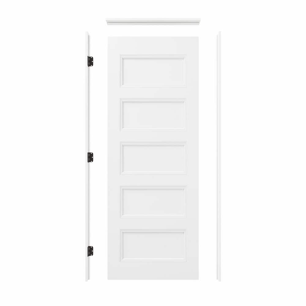 32 in. x 80 in. 5-Panel Right-Handed Painted Solid Core Wood Interior Prehung Door Kit with Quick Assemble Jamb price history on PriceWatchPro