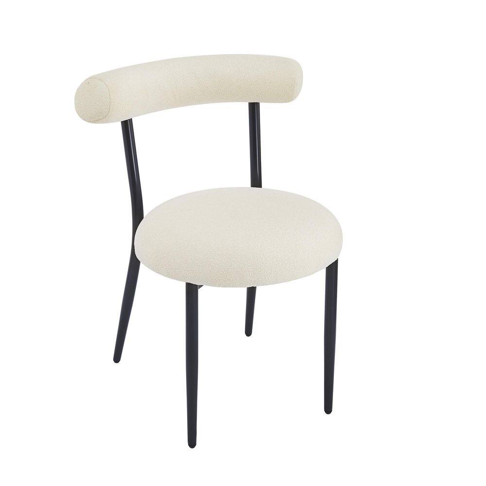 Set of 2 Outdoor Dining Chairs, Metal Frame and Fabric Seat, Modern Design 