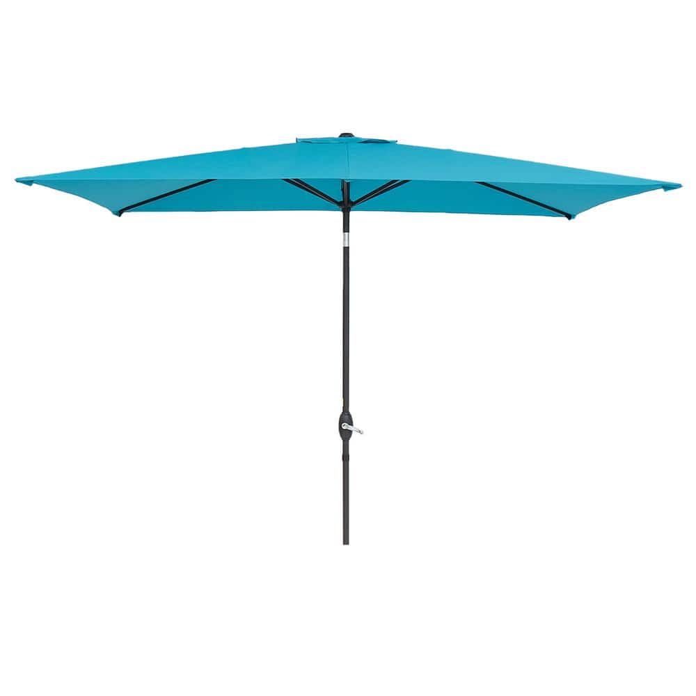 10 ft. x 6.5 ft. Outdoor Market Tilt Patio Umbrella in Teal with Crank