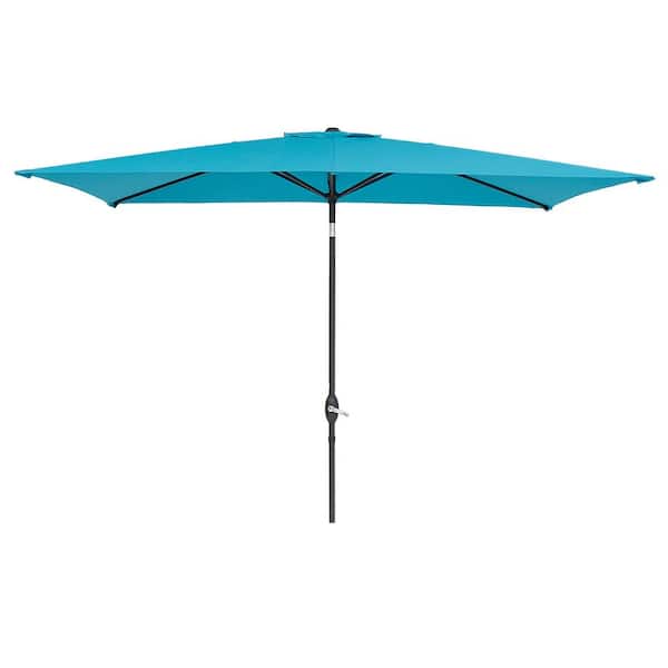 Unbranded 10 ft. x 6.5 ft. Outdoor Market Tilt Patio Umbrella in Teal with Crank