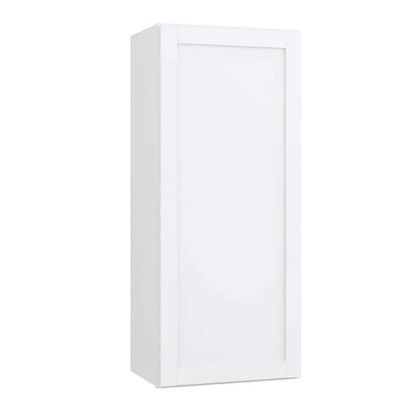 Hampton Bay Courtland 18 in. W x 12 in. D x 42 in. H Assembled Shaker Wall Kitchen Cabinet in Polar White