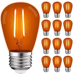 11-Watt Equivalent S14 Edison LED Orange Light Bulb 0.5-Watt, Outdoor String Light Bulb UL, E26 Base Wet Rated (12-Pack)