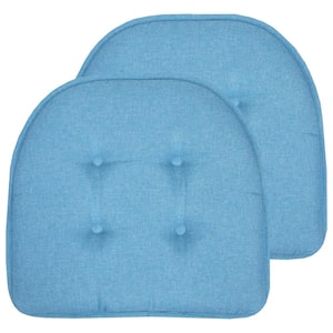 Solid Memory Foam 17 in. x 16 in. U-Shape Non-Slip Indoor/Outdoor Chair Seat Cushion, Turquoise (2-Pack)