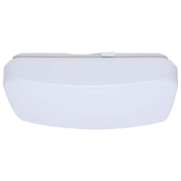 Cloud 11 in. White Utility Flush Mount with White PMMA Shade, Integrated LED 11.5-Watt Square Non-Dimmable
