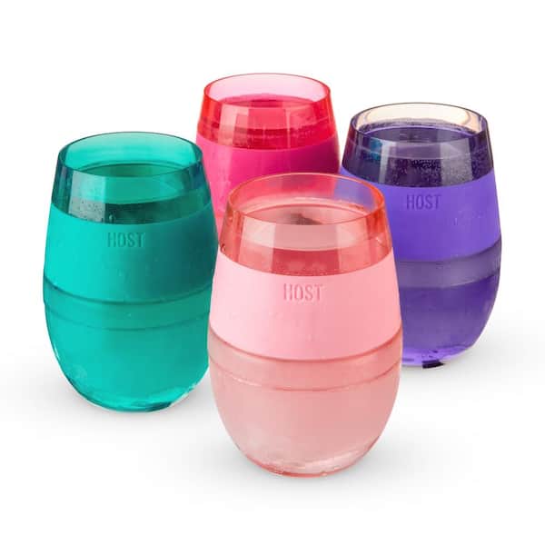 Host Plastic Double Wall Insulated Wine Freeze Cup Set - Wine Glass, 8.5 oz  Grey 
