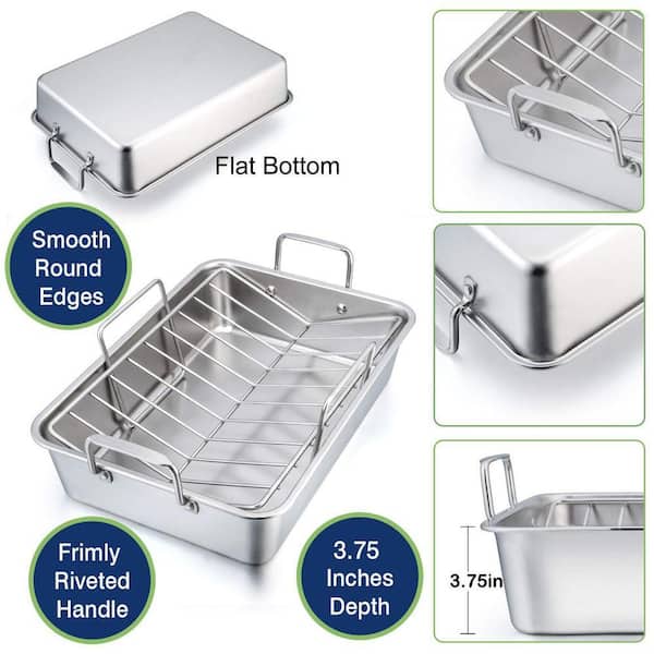 ロースティングパン JFVKAF 16 qt. Silver Stainless Steel Roasting Pan with Rack